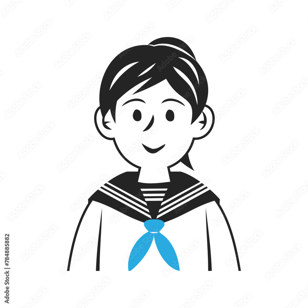 セーラー服を着た中学生の顔。シンプルなベクターイラスト。
Face of a middle school student wearing a sailor suit. Simple vector illustration. セーラー服を着た中学生の顔。シンプルなベクターイラスト。
Face of a middle school student wearing a sailor suit. Simple vector illustration.