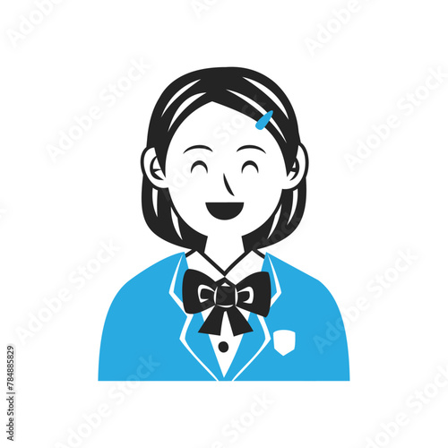 ブレザーを着た笑顔の中学生の顔。シンプルなベクターイラスト。
Face of a smiling middle school student wearing a blazer. Simple vector illustration.