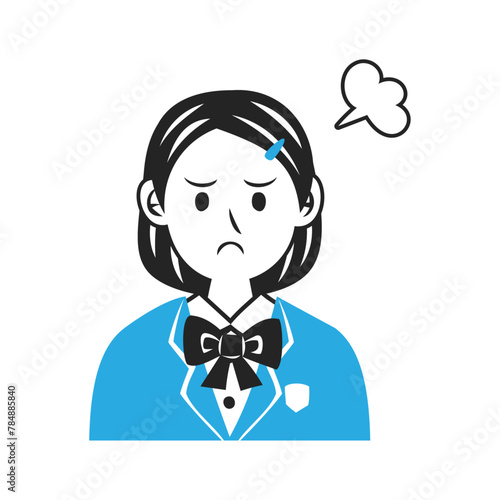 ブレザーを着た怒る中学生の顔。シンプルなベクターイラスト。
Face of an angry middle school student wearing a blazer. Simple vector illustration.
