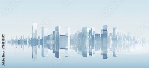 Blue gradient flattens the background of business technology landmark building © SHI