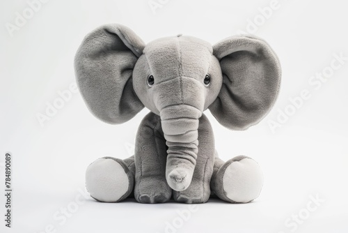 Cute Grey Toy Elephant  Isolated on White