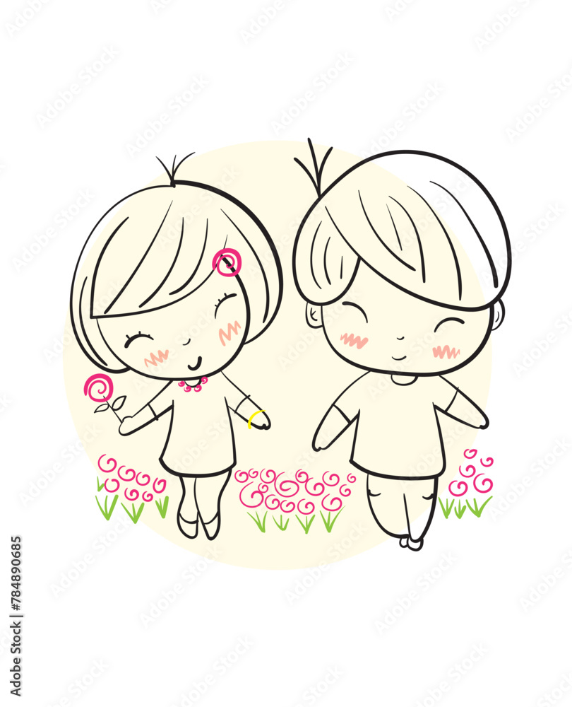 Happy couples dancing on bright days, Hand drawn Illustration in sketch doodle style. Happy couples dancing on bright days, Hand drawn Illustration in sketch doodle style.