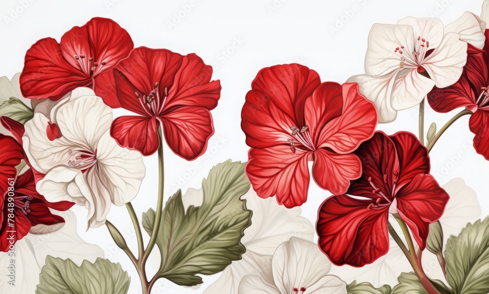 Watercolor red and white flowers Watercolor red and white flowers
