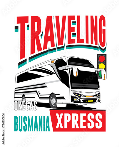bus mania car typography print. Vector illustration, boys background For print, baby clothes, t shirt, child or posters