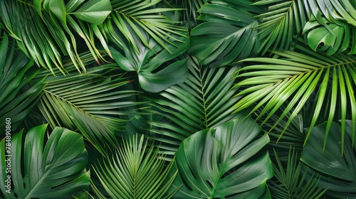 tropical green palm leaves