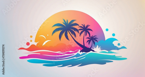 summer background with palm trees photo
