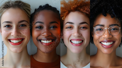 Diverse Women Radiating Happiness and Unity through Flawless Smiles photo
