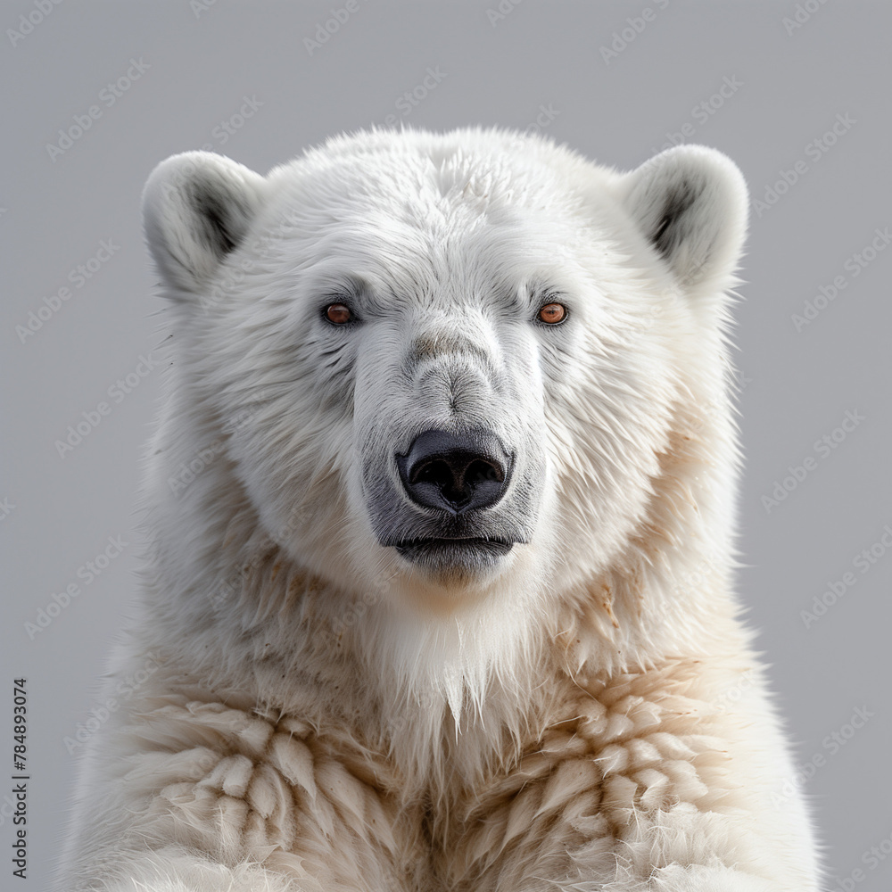 polar bear close-up portrait with gray background polar bear close-up portrait with gray background