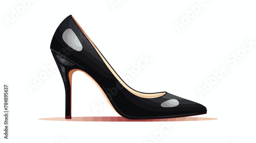 White background and the black ladys shoe 2d flat cartoon