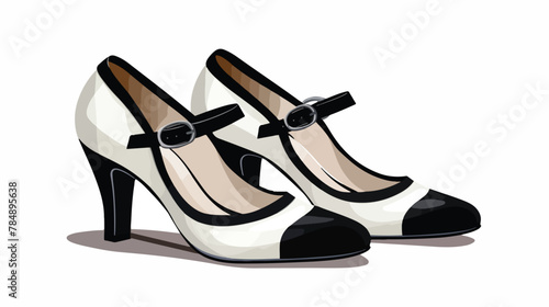 White background and the black ladys shoe 2d flat cartoon