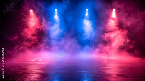 Wallpaper Mural Nighttime Stage Exuding Ethereal Atmosphere Spotlights and Colorful Smoke on Empty Street Torontodigital.ca