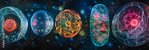 Intricate Visualization of Mitosis: Journey Through the Cell Division Phases photo