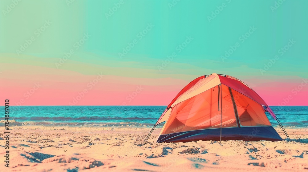 Beach tent clipart providing shelter from the sun bright colors