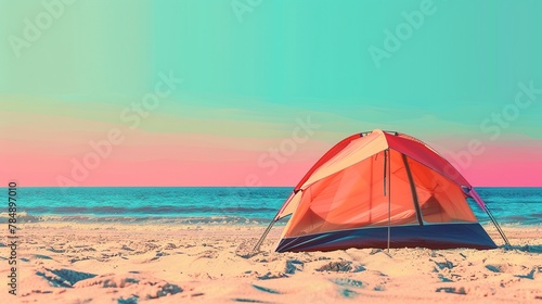 Beach tent clipart providing shelter from the sun bright colors