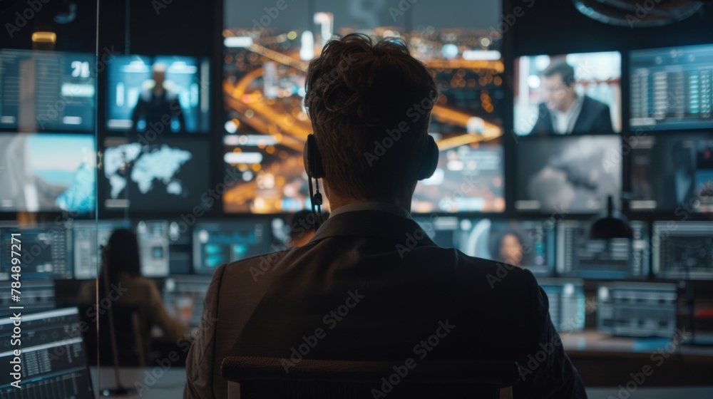 A conference call scene with people from various locations on video screens, showcasing global collaboration and communication. A conference call scene with people from various locations on video screens, showcasing global collaboration and communication.