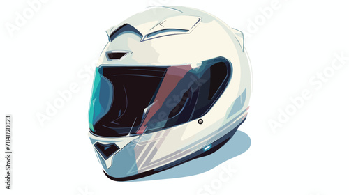 White motorcycle helmet on a white background 2d flat