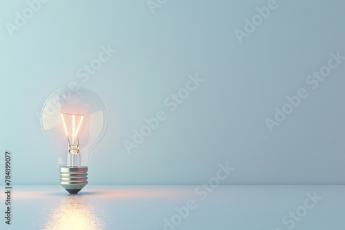 A glowing light bulb, on a wall or paper background, symbolizes bright ideas and innovation
