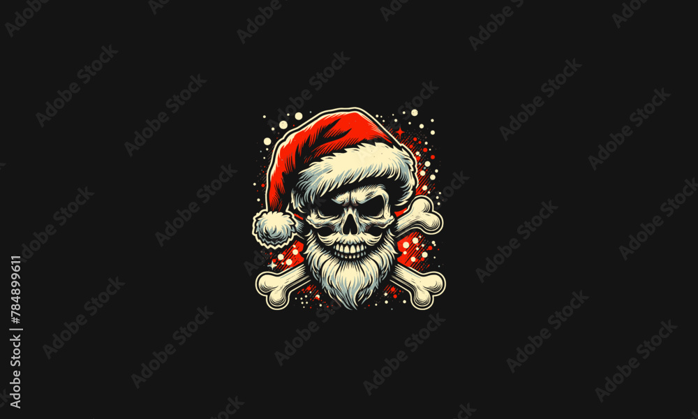 head skull wearing hat santa vector flat design head skull wearing hat santa vector flat design