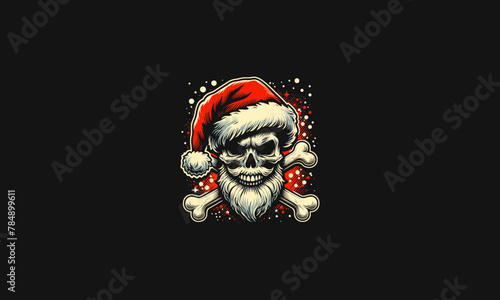 head skull wearing hat santa vector flat design