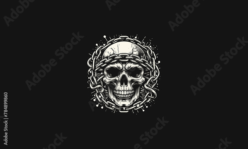 head skull with chain vector illustration flat design