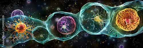 Intricate Visualization of Mitosis: Journey Through the Cell Division Phases photo