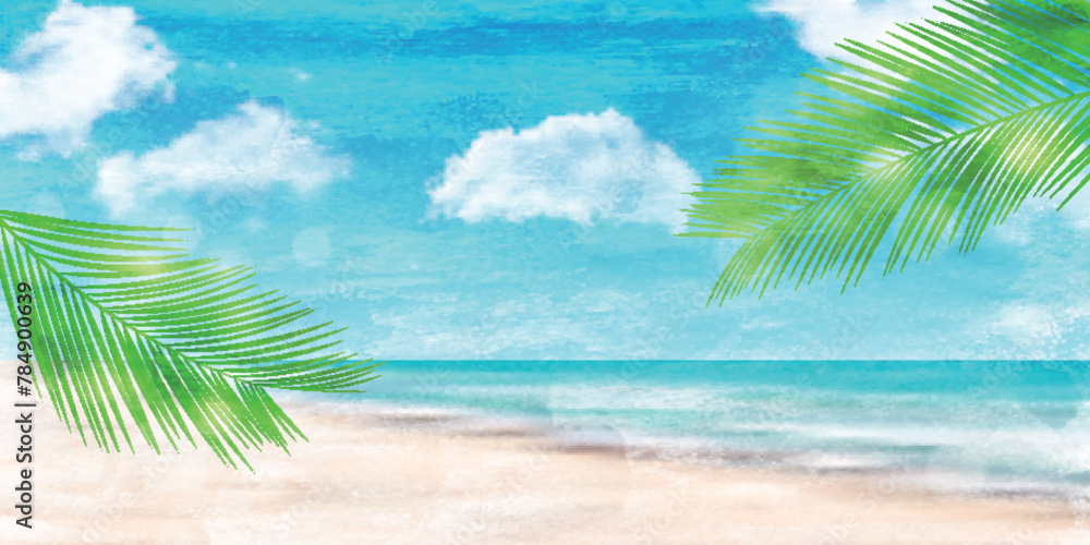 Fototapeta premium 海 ヤシ 風景 背景
