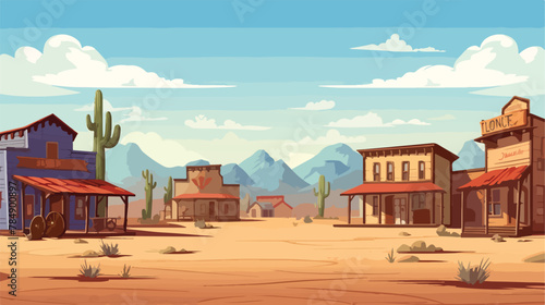 Wild west town background. Landscape view of a row