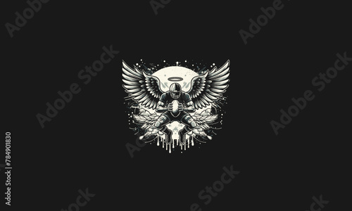 playing rugby with wings vector illustration flat design
