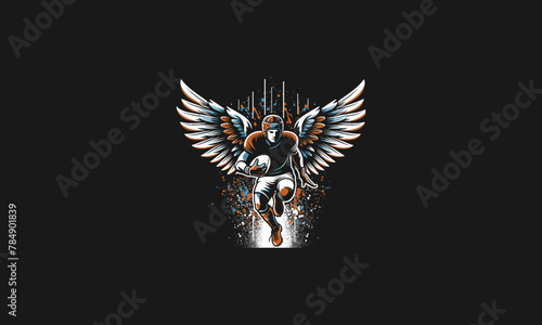 playing rugby with wings vector illustration flat design