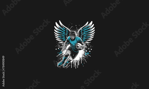 playing rugby with wings vector illustration flat design