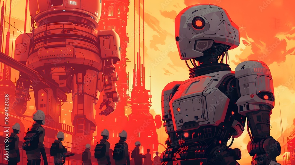 Robot Leading March in Dystopian City
Robot Leading March in Dystopian City