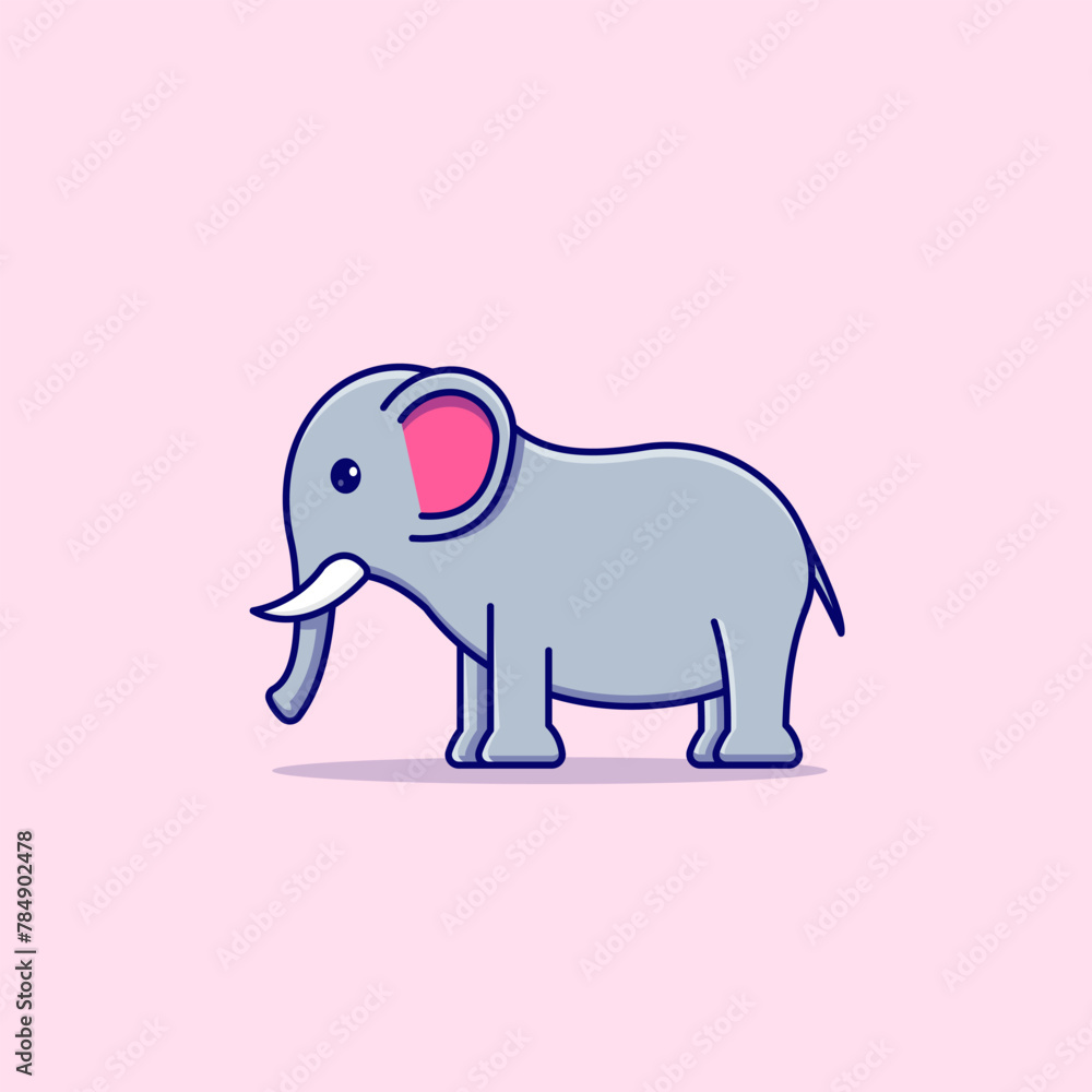 Obraz premium cute elephant illustrations, cute elephant stickers, cute elephant mascot, cute animal characters