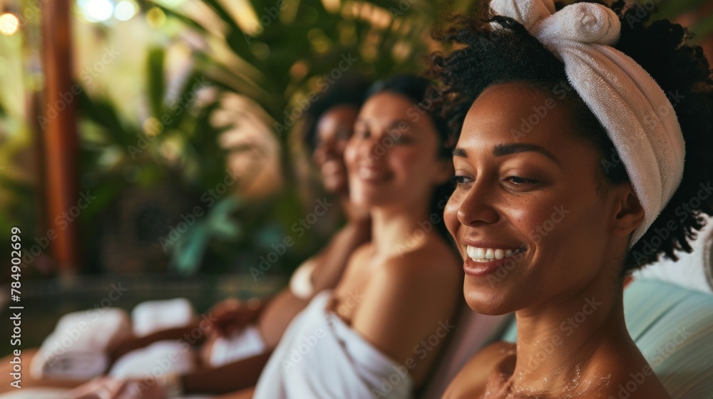 facial spa, a diverse group of friends enjoy facials together in a luxurious spa environment facial spa, a diverse group of friends enjoy facials together in a luxurious spa environment