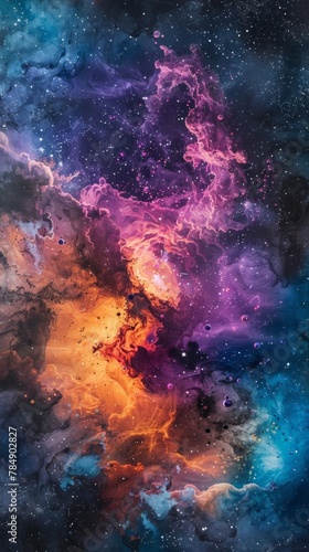 A cosmic nebula reimagined as a splash of colorful paint on a canvas © ktianngoen0128