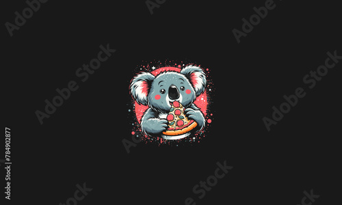 koala eat pizza vector mascot design