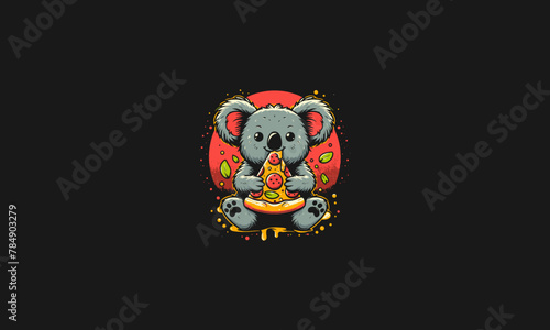 koala eat pizza vector mascot design