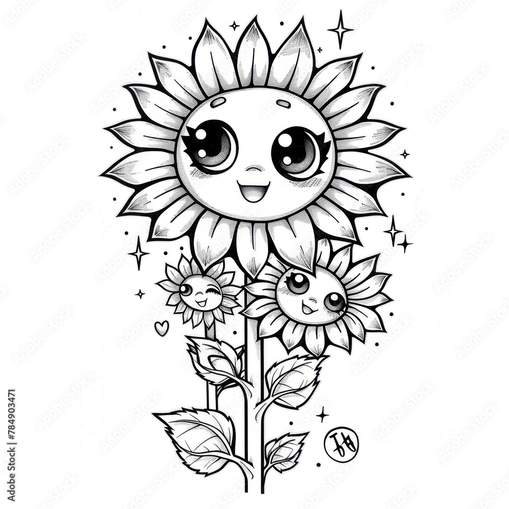 Fototapeta premium Free Printable Sunflower Coloring Pages