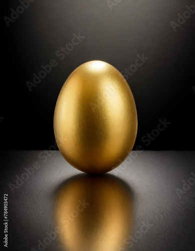 Golden egg on black background. Happy Easter concept.