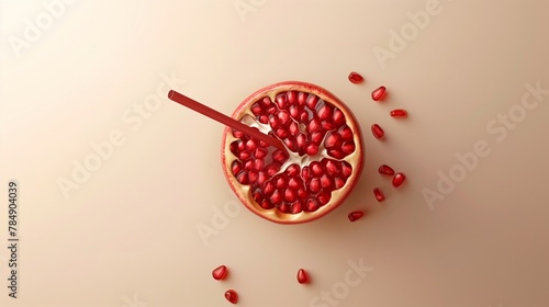 Pomegranate slice and straw organic fruit fam harvest isolated background photo