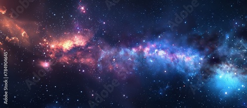 The image showcases the vastness of the galactic galaxy, filled with shimmering stars and colorful nebulas that create a mesmerizing cosmic scene. photo