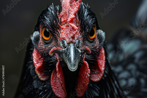image of black chicken face