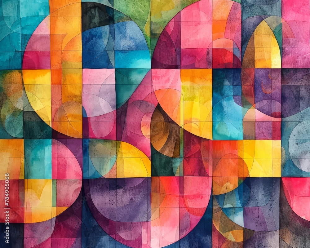 Fototapeta premium A colorful abstract painting with many different shapes and colors