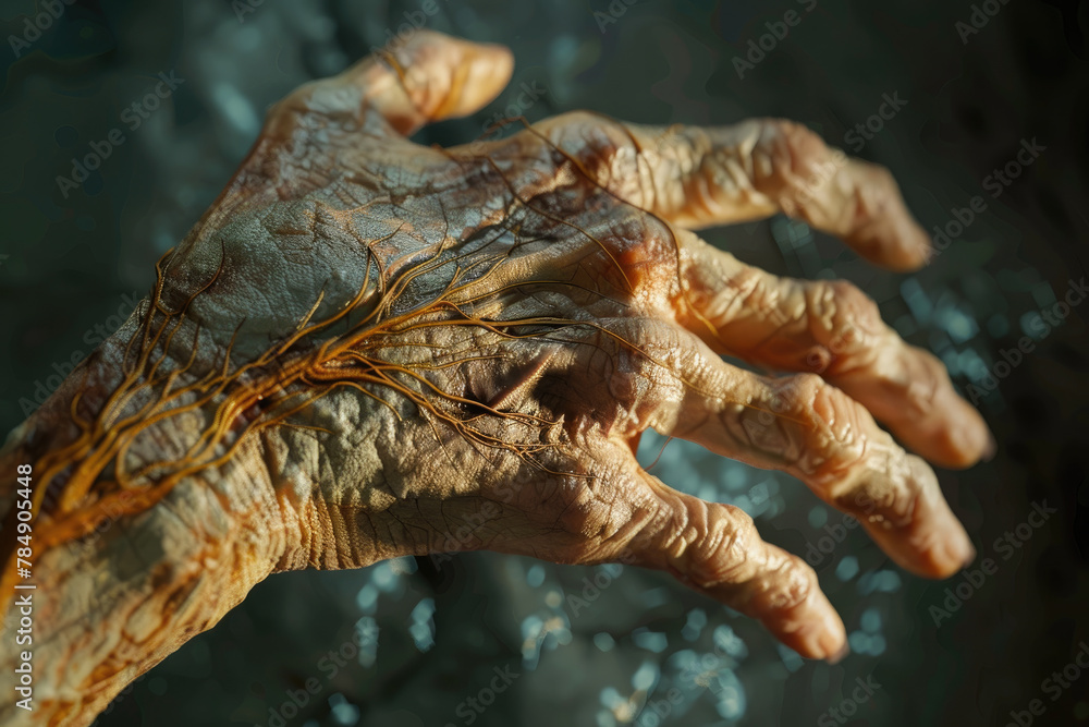 Texture and Lighting Detail 3D Illustration of Parkinson Hand
