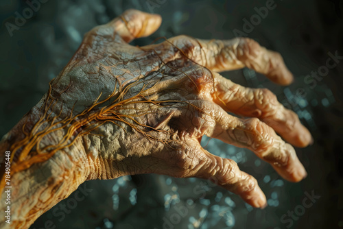 Texture and Lighting Detail 3D Illustration of Parkinson Hand