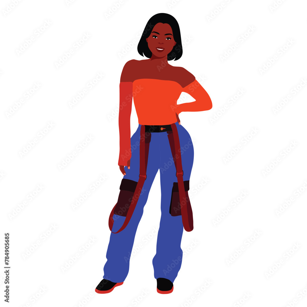 Modern black woman in elegant art style vector Modern black woman in elegant art style vector