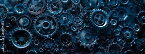 A background filled with gears and cogs working together, emphasizing teamwork and collaboration in business. photo