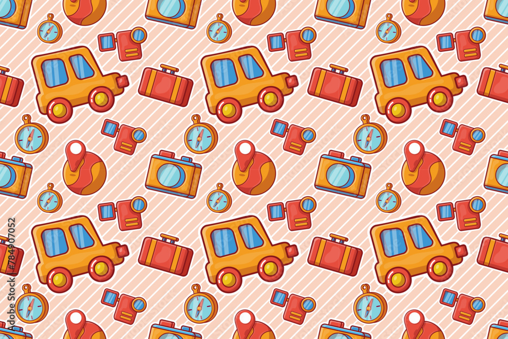travelling theme illustration seamless pattern background travelling theme illustration seamless pattern background