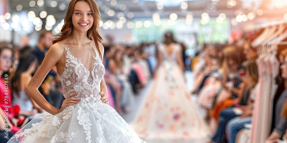 Naklejka premium photo of a fashion show, runway model in the latest designer trendy clothing