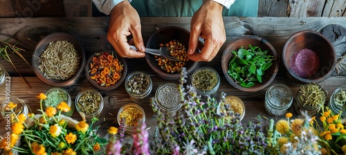 Detailed view of a naturopathic doctor preparing herbal remedies, highlighting the power of natural healing