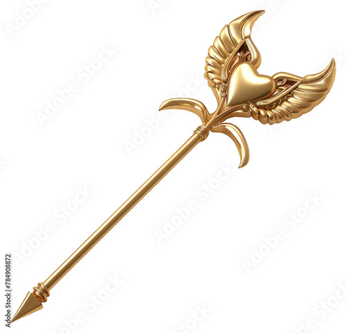 PNG Golden cupid arrow dagger brooch white background